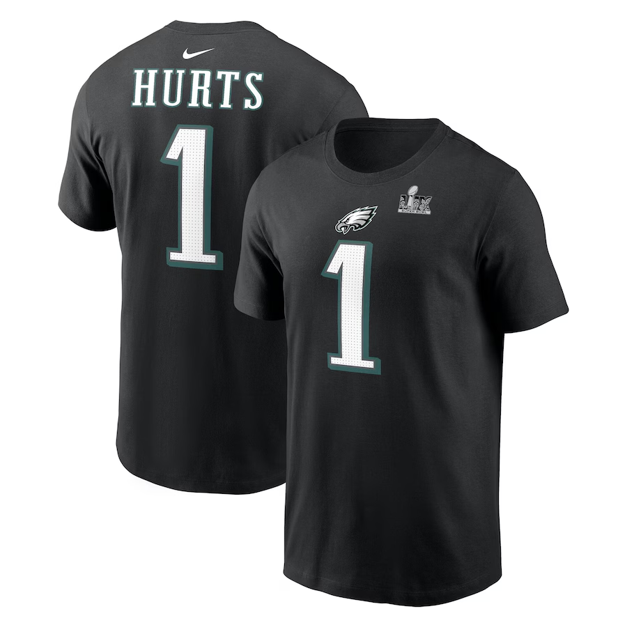 Men NFL Philadelphia Eagles #1 Hurts 2025 T shirts